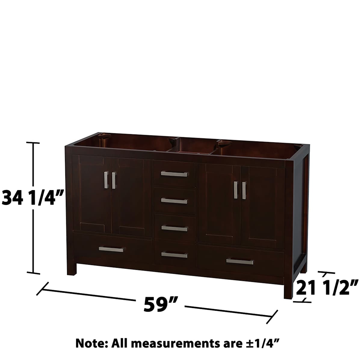 Sheffield 59" Double Freestanding Hardwood Vanity Cabinet Only - Less Vanity Top