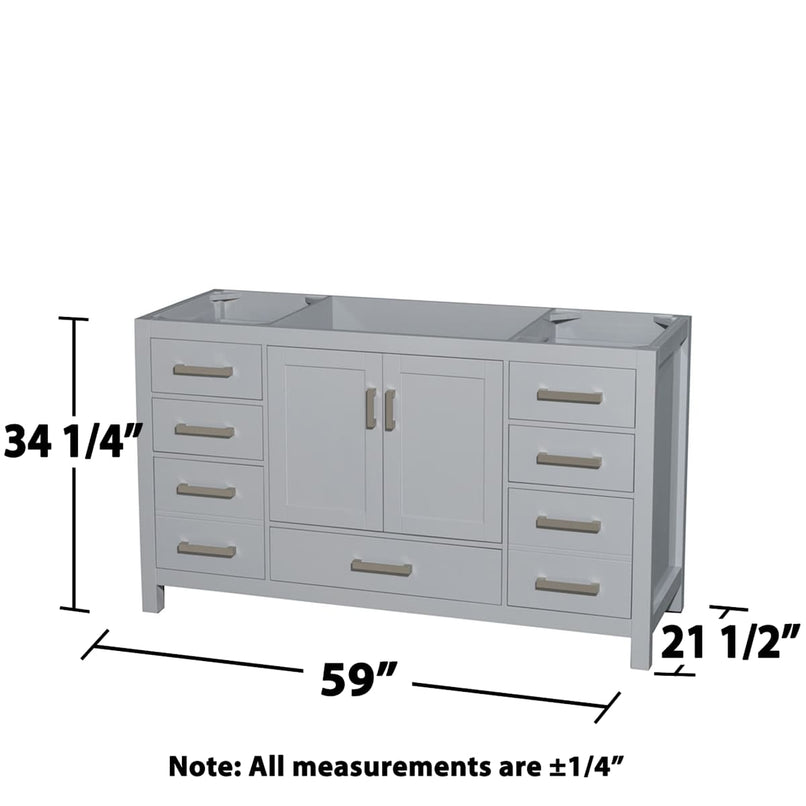 Sheffield 59" Single Freestanding Hardwood Vanity Cabinet Only - Less Vanity Top - image 3