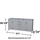 Sheffield 71" Double Freestanding Hardwood Vanity Cabinet Only - Less Vanity Top - image 3