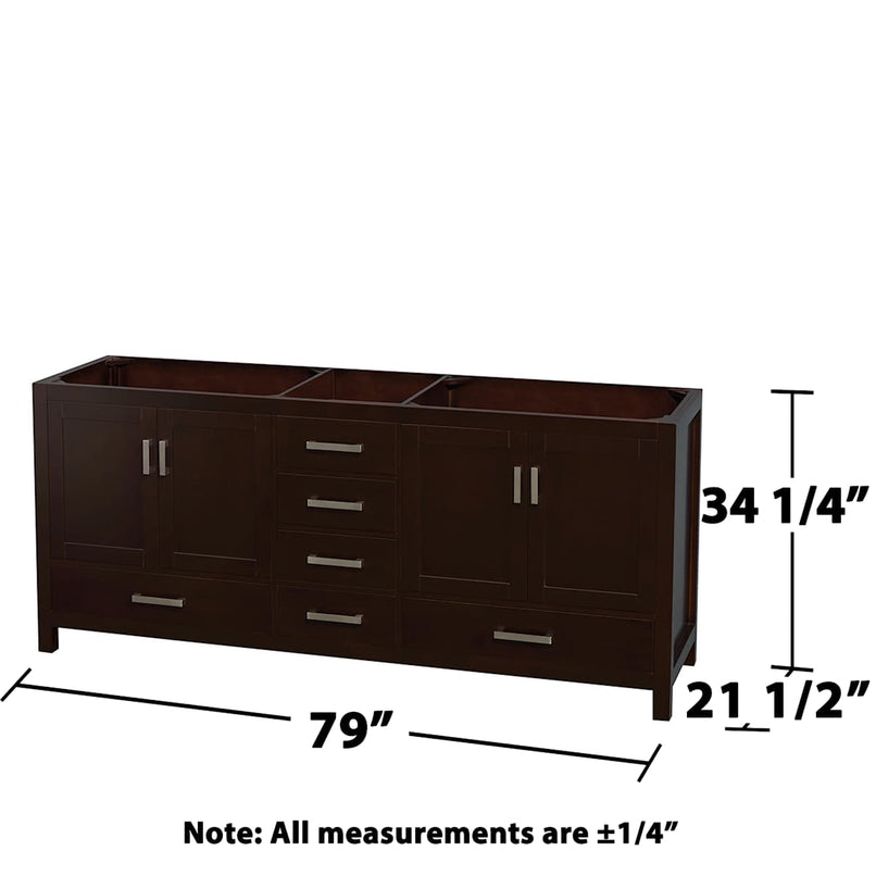 Sheffield 79" Double Freestanding Hardwood Vanity Cabinet Only - Less Vanity Top - image 2