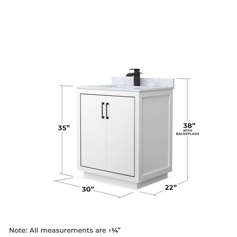 Icon 30" Free Standing Single Basin Vanity Set with Cabinet and Marble Vanity Top - image 6