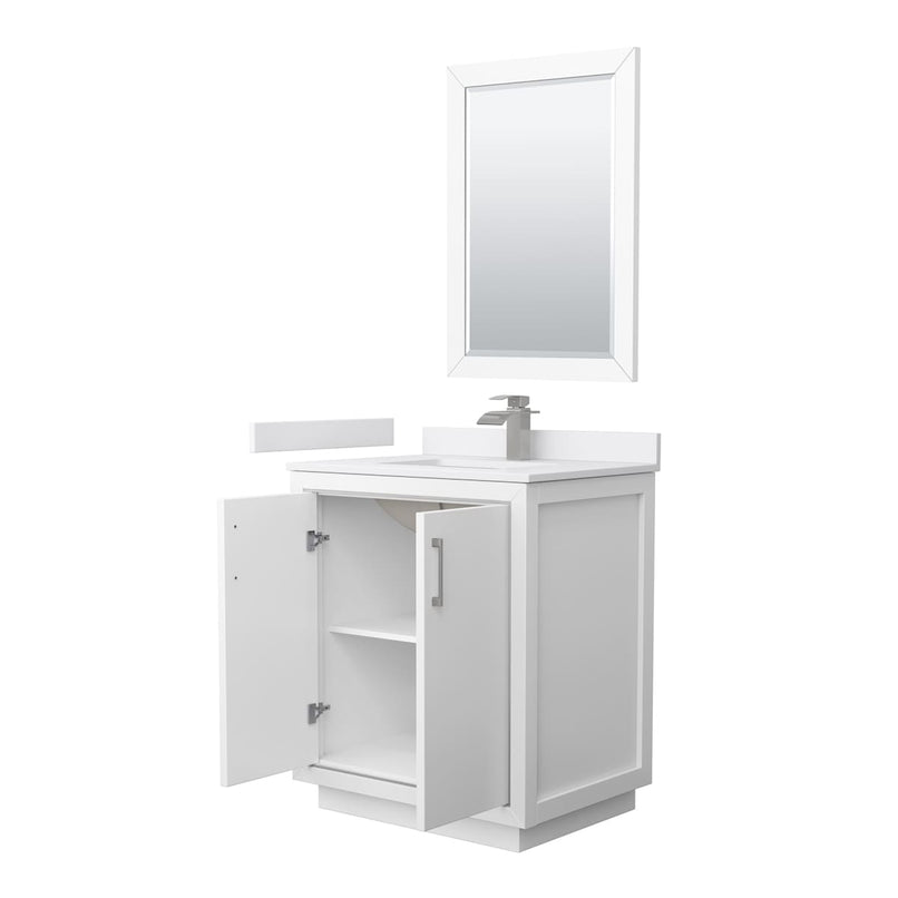 Icon 30" Free Standing Single Basin Vanity Set with Cabinet, Cultured Marble Vanity Top, and Framed Mirror - image 10