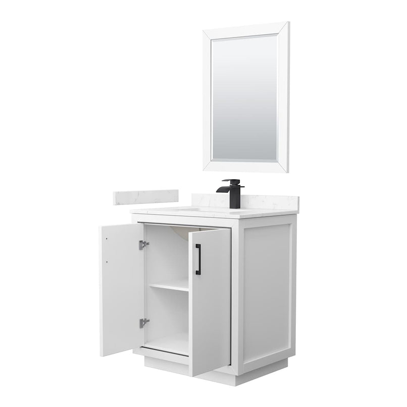 Icon 30" Free Standing Single Basin Vanity Set with Cabinet, Cultured Marble Vanity Top, and Framed Mirror - image 11