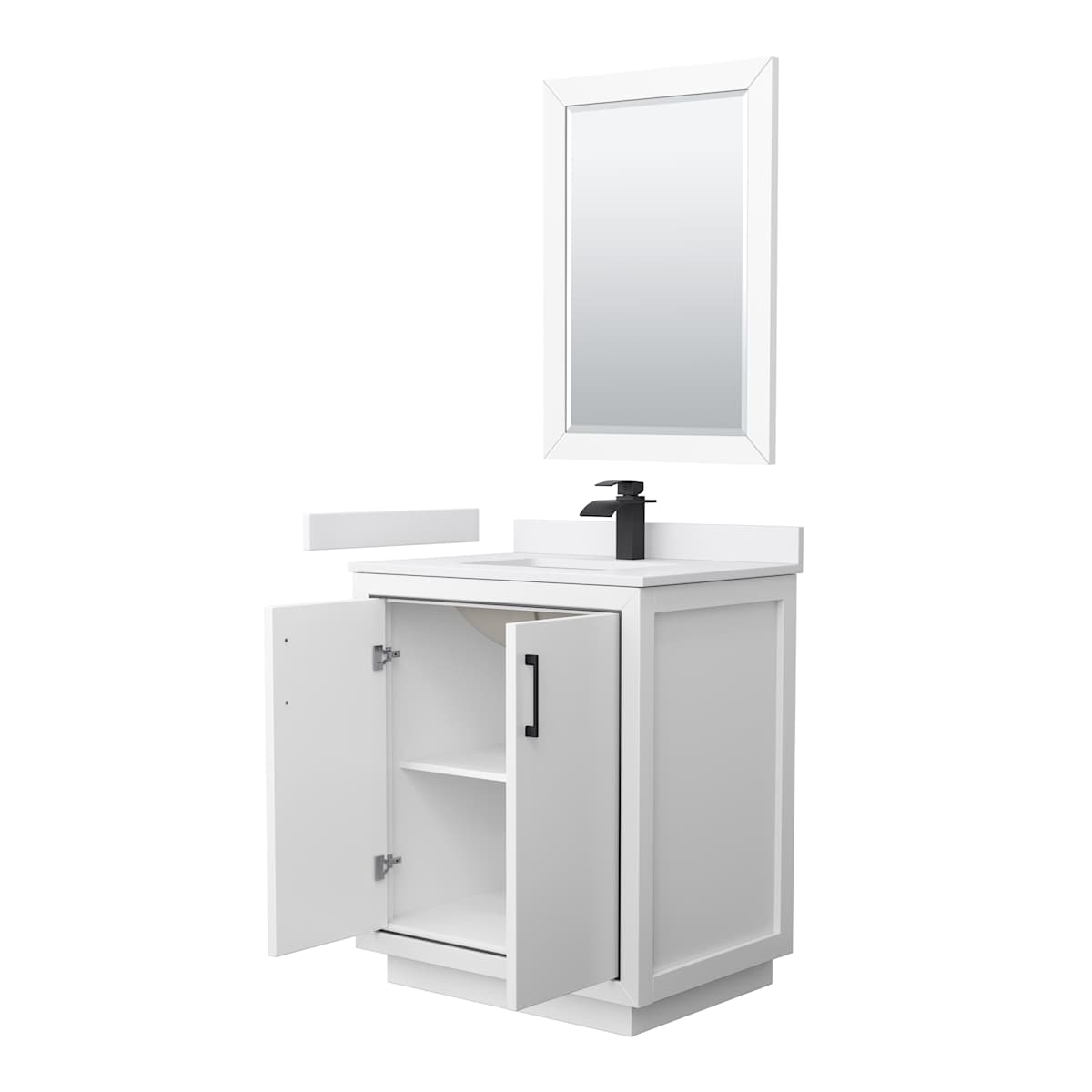 Icon 30" Free Standing Single Basin Vanity Set with Cabinet, Cultured Marble Vanity Top, and Framed Mirror - image 12