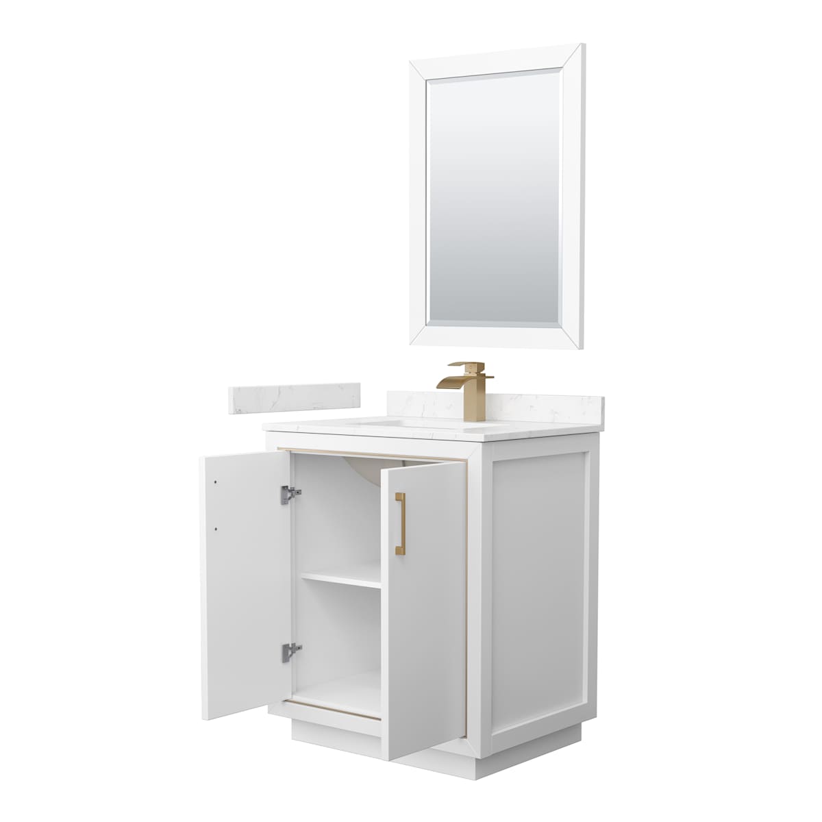 Icon 30" Free Standing Single Basin Vanity Set with Cabinet, Cultured Marble Vanity Top, and Framed Mirror - image 13