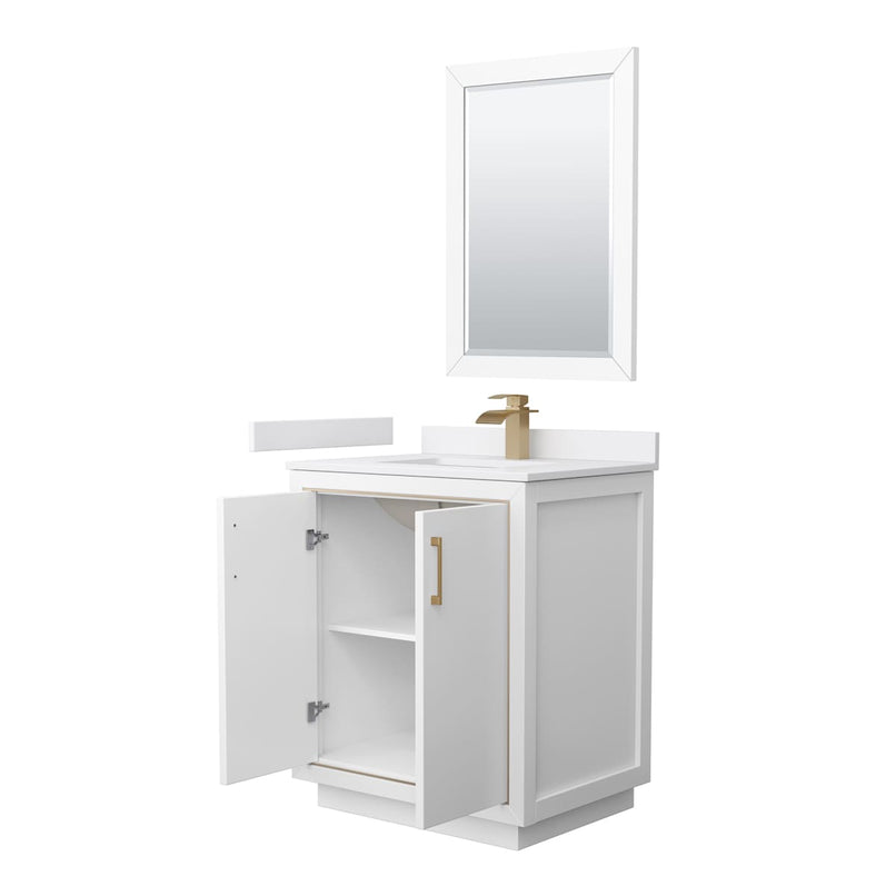 Icon 30" Free Standing Single Basin Vanity Set with Cabinet, Cultured Marble Vanity Top, and Framed Mirror - image 14