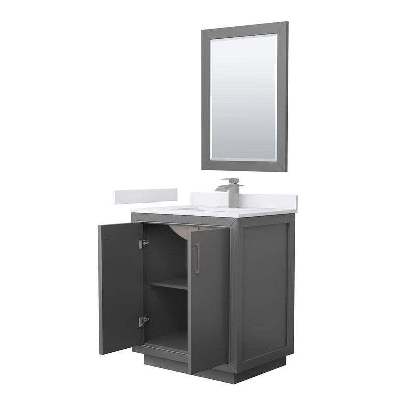 Icon 30" Free Standing Single Basin Vanity Set with Cabinet, Cultured Marble Vanity Top, and Framed Mirror - image 16