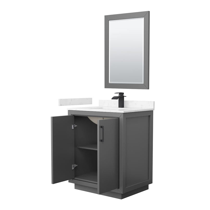 Icon 30" Free Standing Single Basin Vanity Set with Cabinet, Cultured Marble Vanity Top, and Framed Mirror - image 17