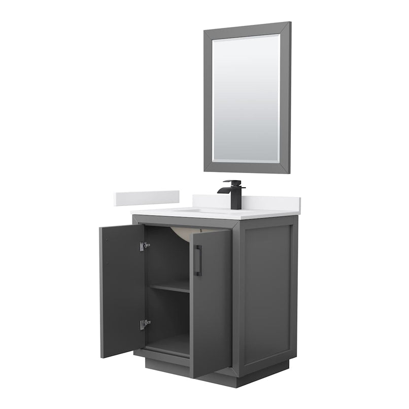 Icon 30" Free Standing Single Basin Vanity Set with Cabinet, Cultured Marble Vanity Top, and Framed Mirror - image 18