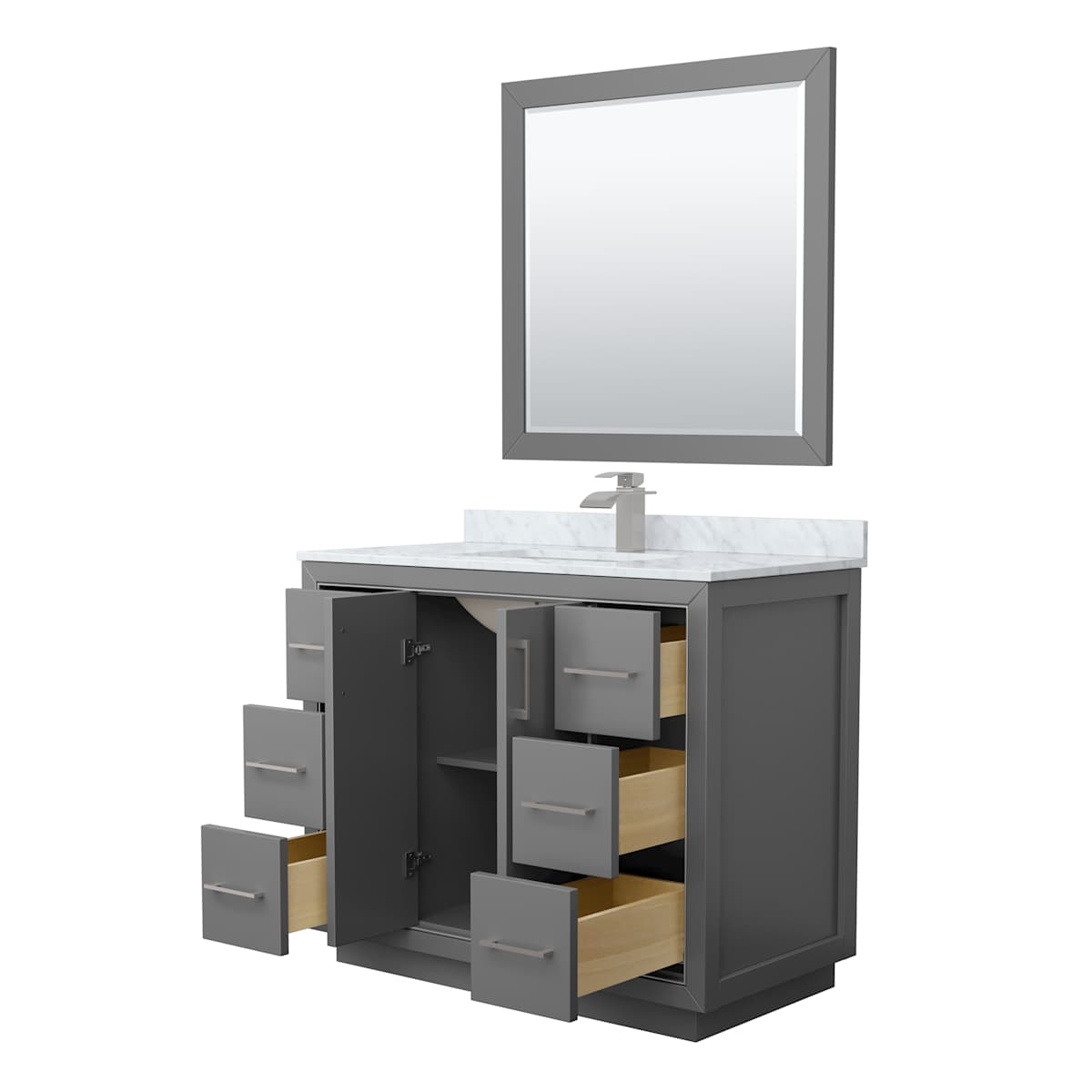 Icon 42" Free Standing Single Basin Vanity Set with Cabinet, Marble Vanity Top, and Framed Mirror - image 11