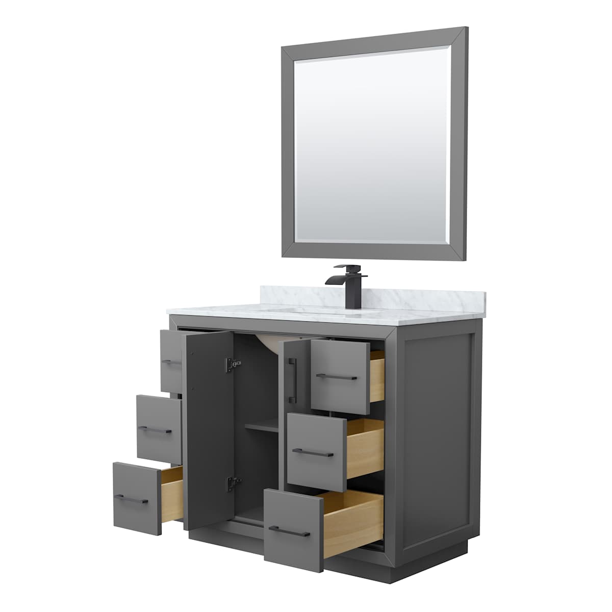 Icon 42" Free Standing Single Basin Vanity Set with Cabinet, Marble Vanity Top, and Framed Mirror - image 13