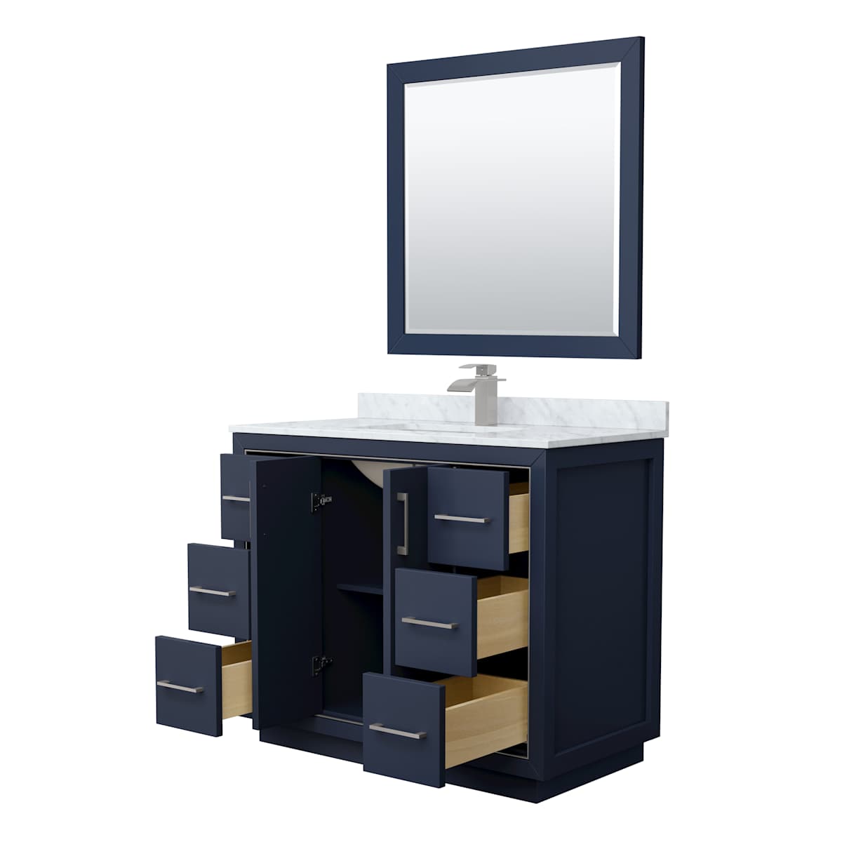 Icon 42" Free Standing Single Basin Vanity Set with Cabinet, Marble Vanity Top, and Framed Mirror - image 14
