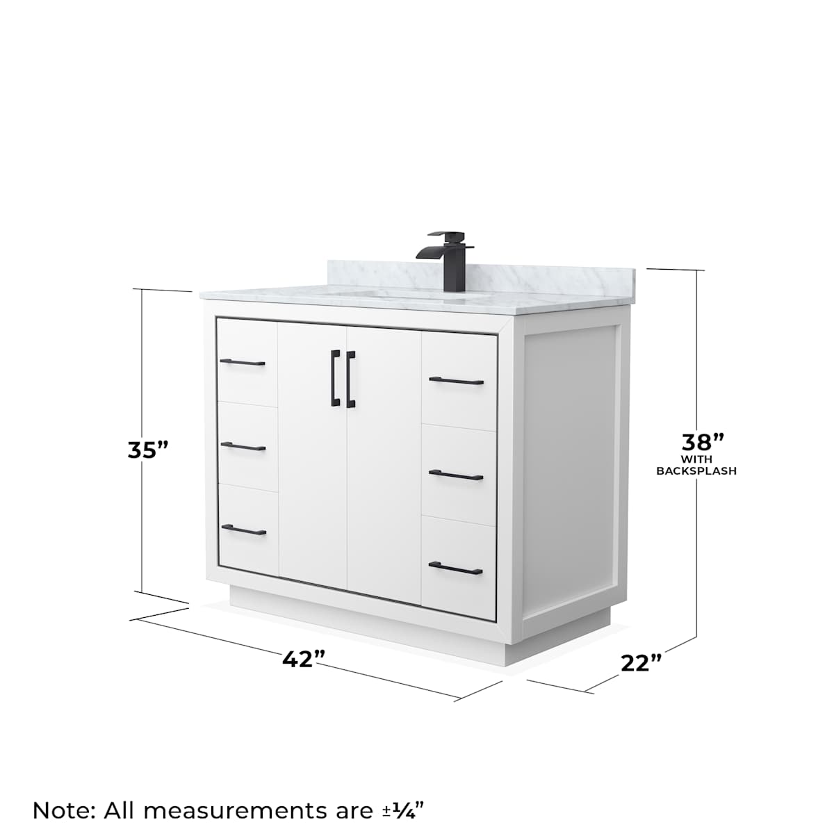 Icon 42" Free Standing Single Basin Vanity Set with Cabinet and Marble Vanity Top