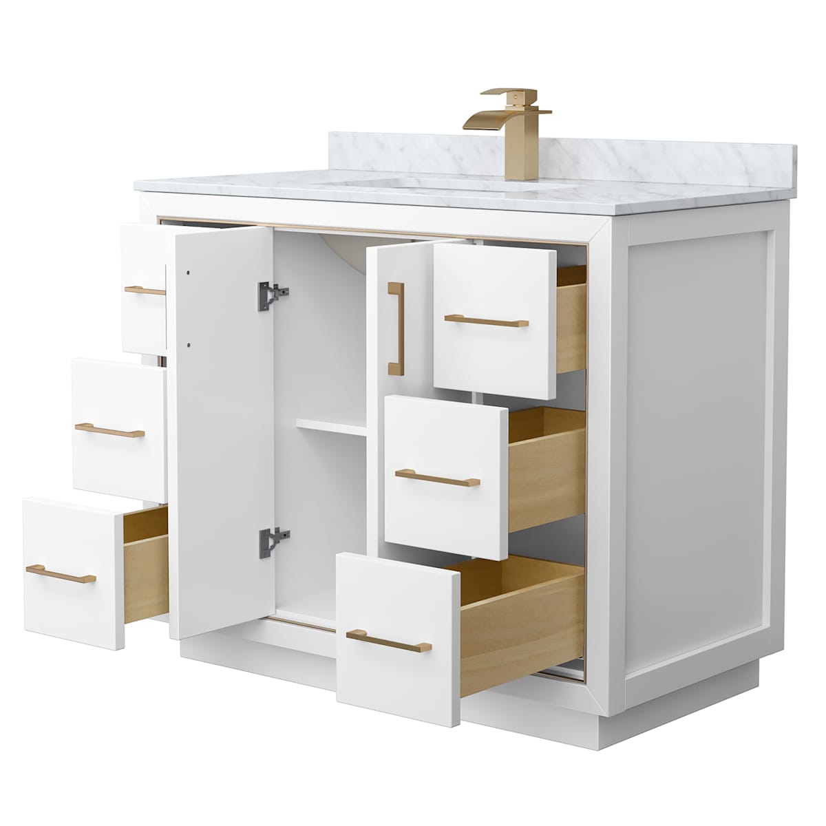 Icon 42" Free Standing Single Basin Vanity Set with Cabinet and Marble Vanity Top