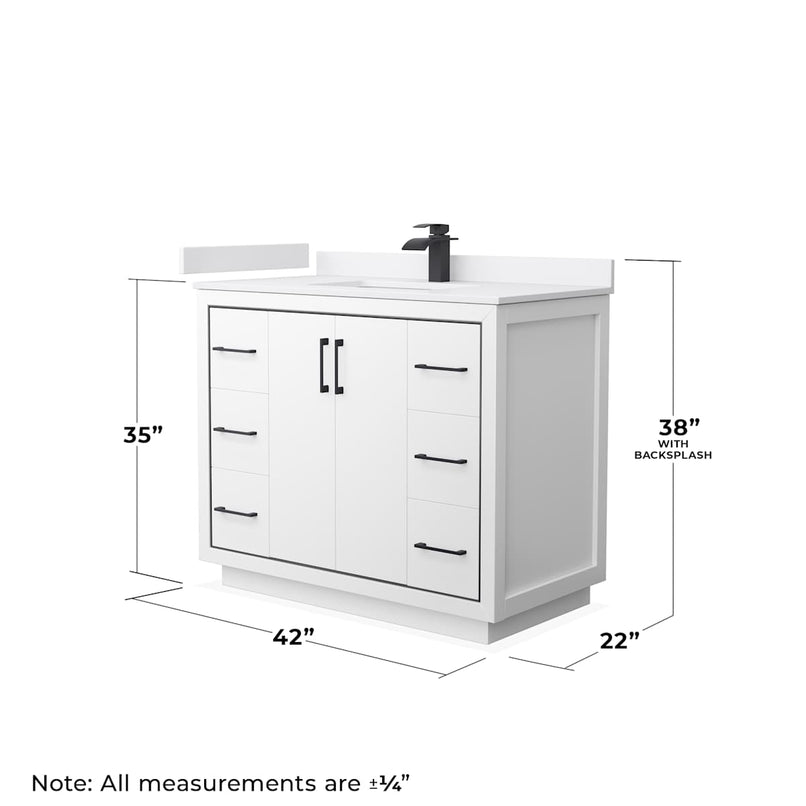 Icon 42" Free Standing Single Basin Vanity Set with Cabinet, Cultured Marble Vanity Top, and Framed Mirror - image 8