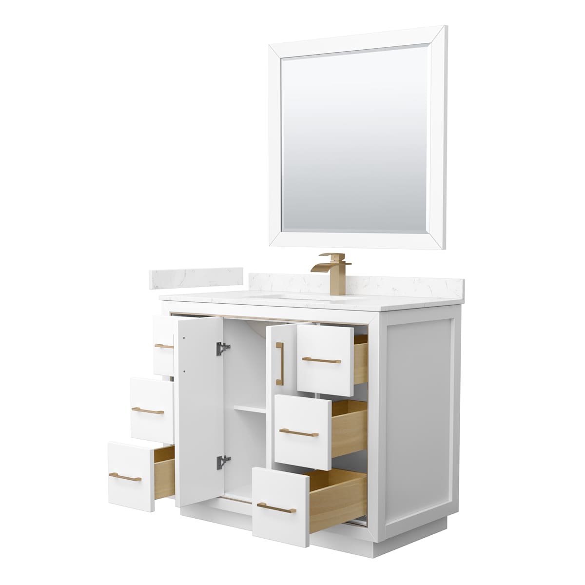 Icon 42" Free Standing Single Basin Vanity Set with Cabinet, Cultured Marble Vanity Top, and Framed Mirror - image 13