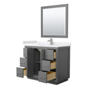 Icon 42" Free Standing Single Basin Vanity Set with Cabinet, Cultured Marble Vanity Top, and Framed Mirror - image 16