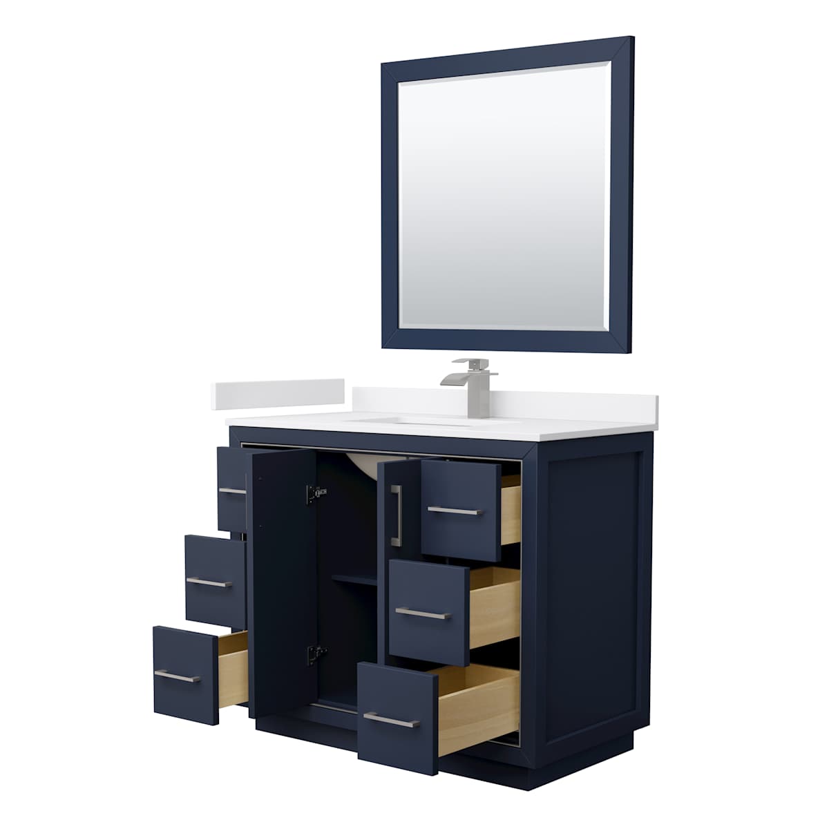 Icon 42" Free Standing Single Basin Vanity Set with Cabinet, Cultured Marble Vanity Top, and Framed Mirror - image 20