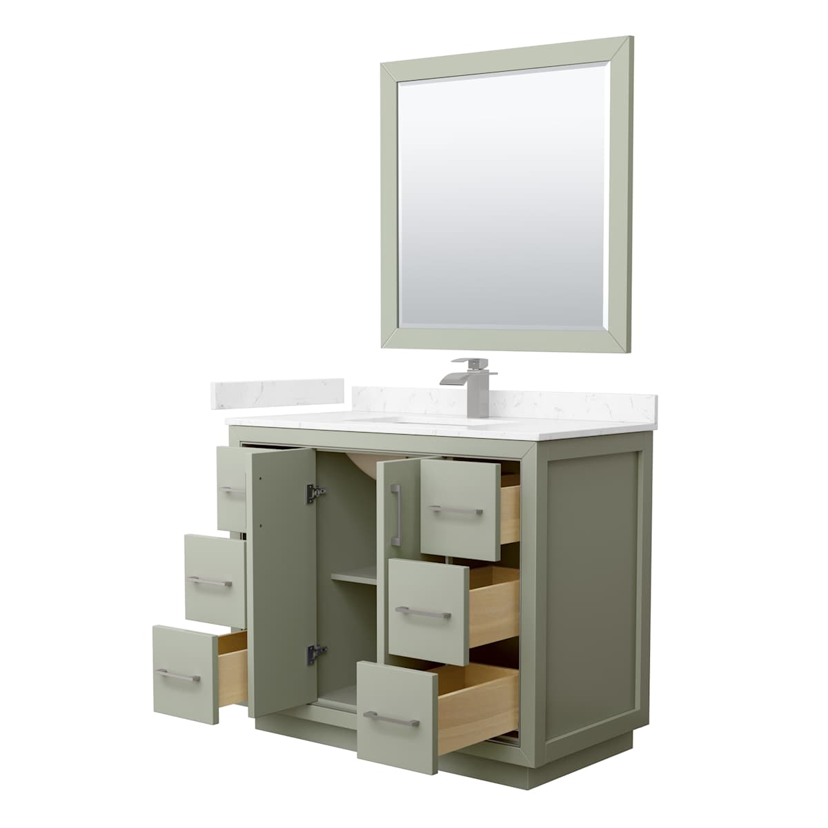 Icon 42" Free Standing Single Basin Vanity Set with Cabinet, Cultured Marble Vanity Top, and Framed Mirror - image 21