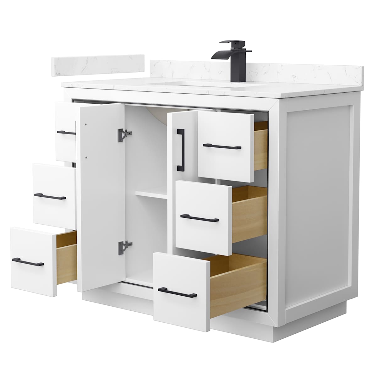 Icon 42" Free Standing Single Basin Vanity Set with Cabinet and Cultured Marble Vanity Top