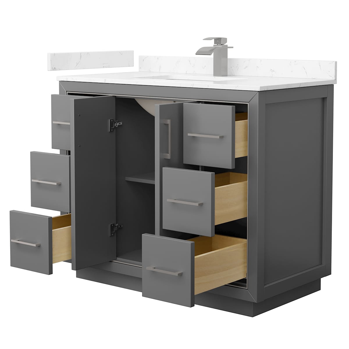 Icon 42" Free Standing Single Basin Vanity Set with Cabinet and Cultured Marble Vanity Top - image 14