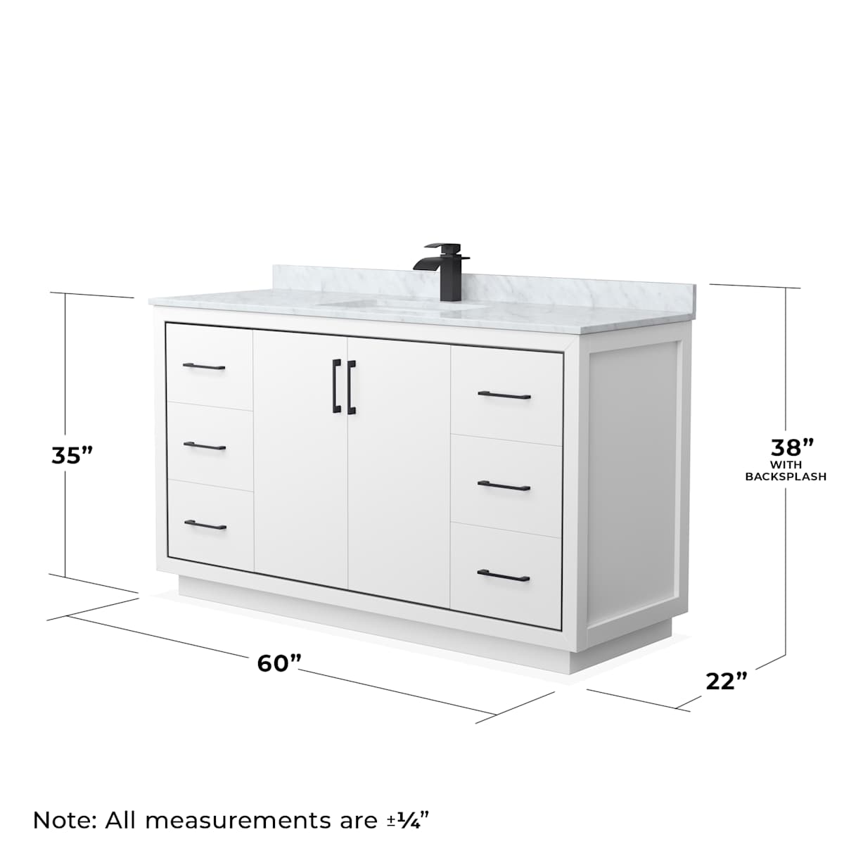 Icon 60" Free Standing Single Basin Vanity Set with Cabinet, Marble Vanity Top, and Framed Mirror