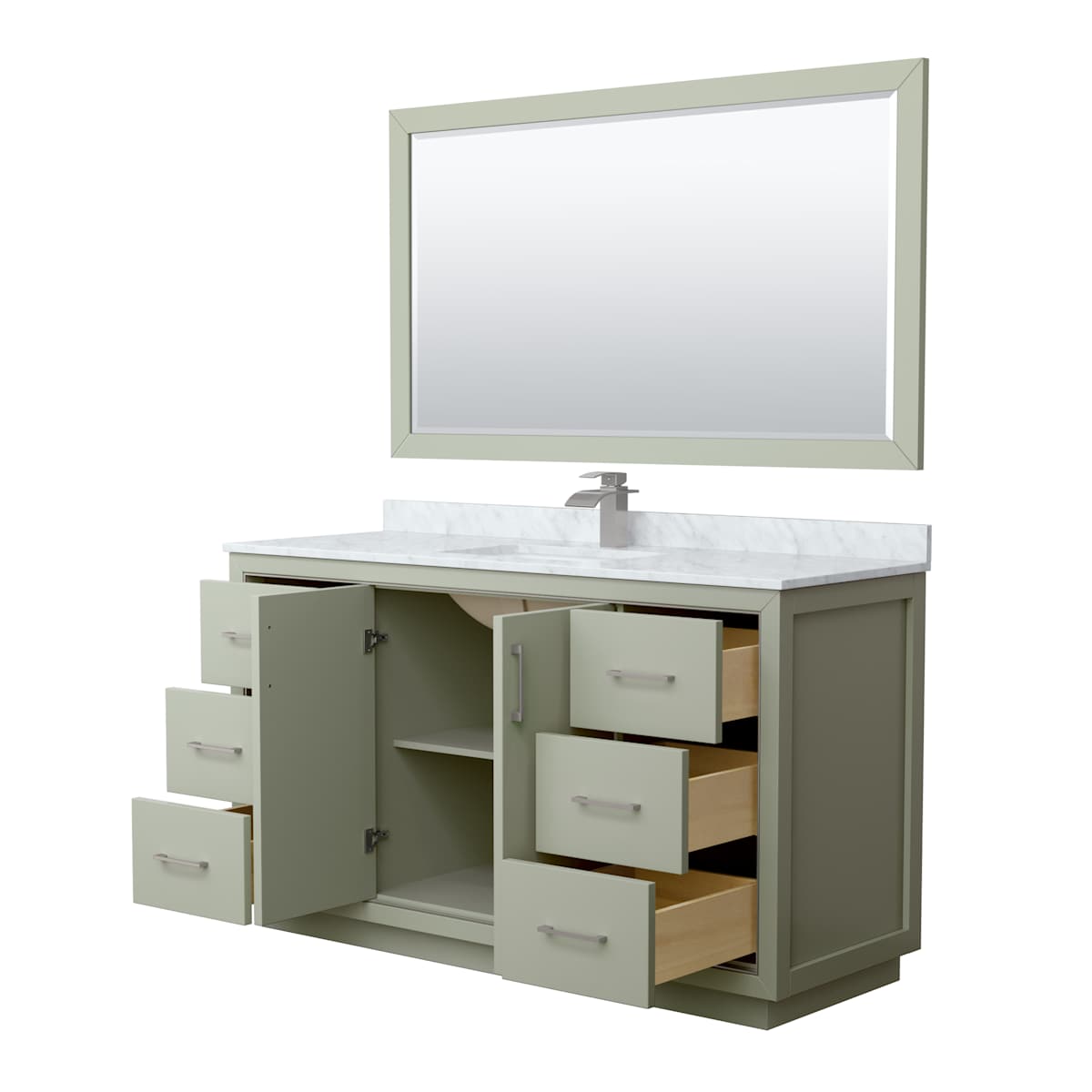 Icon 60" Free Standing Single Basin Vanity Set with Cabinet, Marble Vanity Top, and Framed Mirror - image 16
