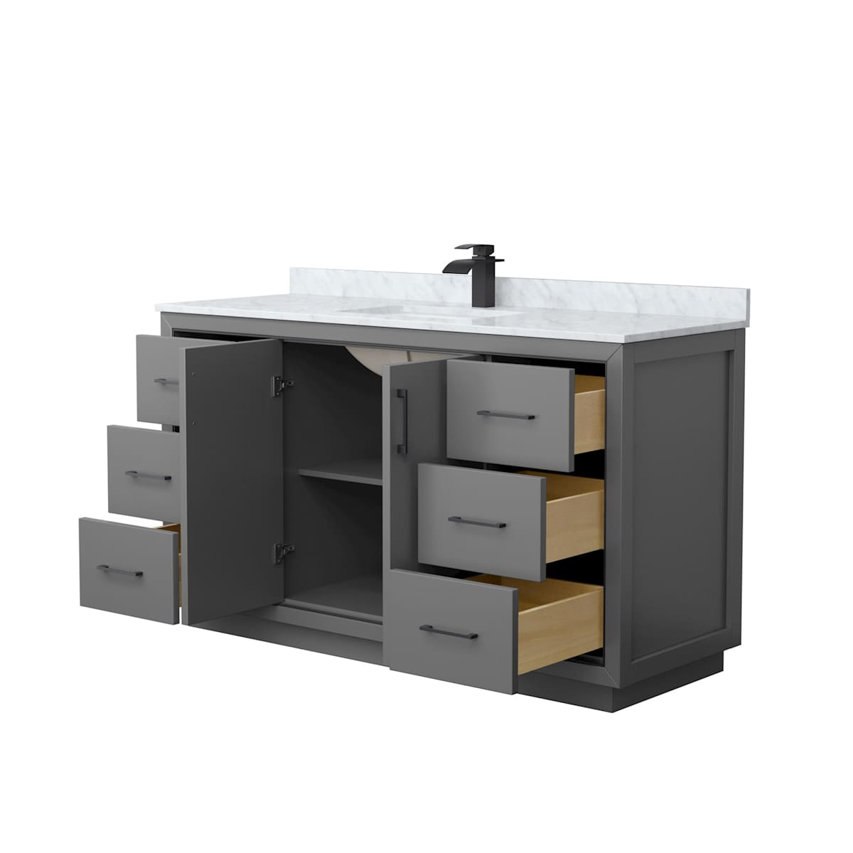 Icon 60" Free Standing Single Basin Vanity Set with Cabinet and Marble Vanity Top - image 11