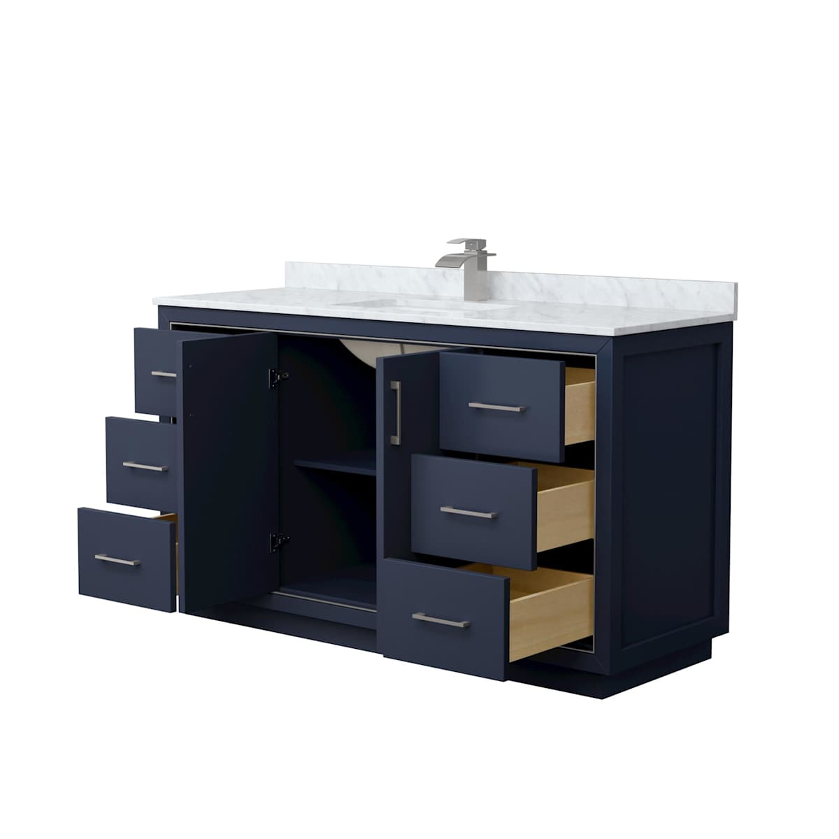 Icon 60" Free Standing Single Basin Vanity Set with Cabinet and Marble Vanity Top