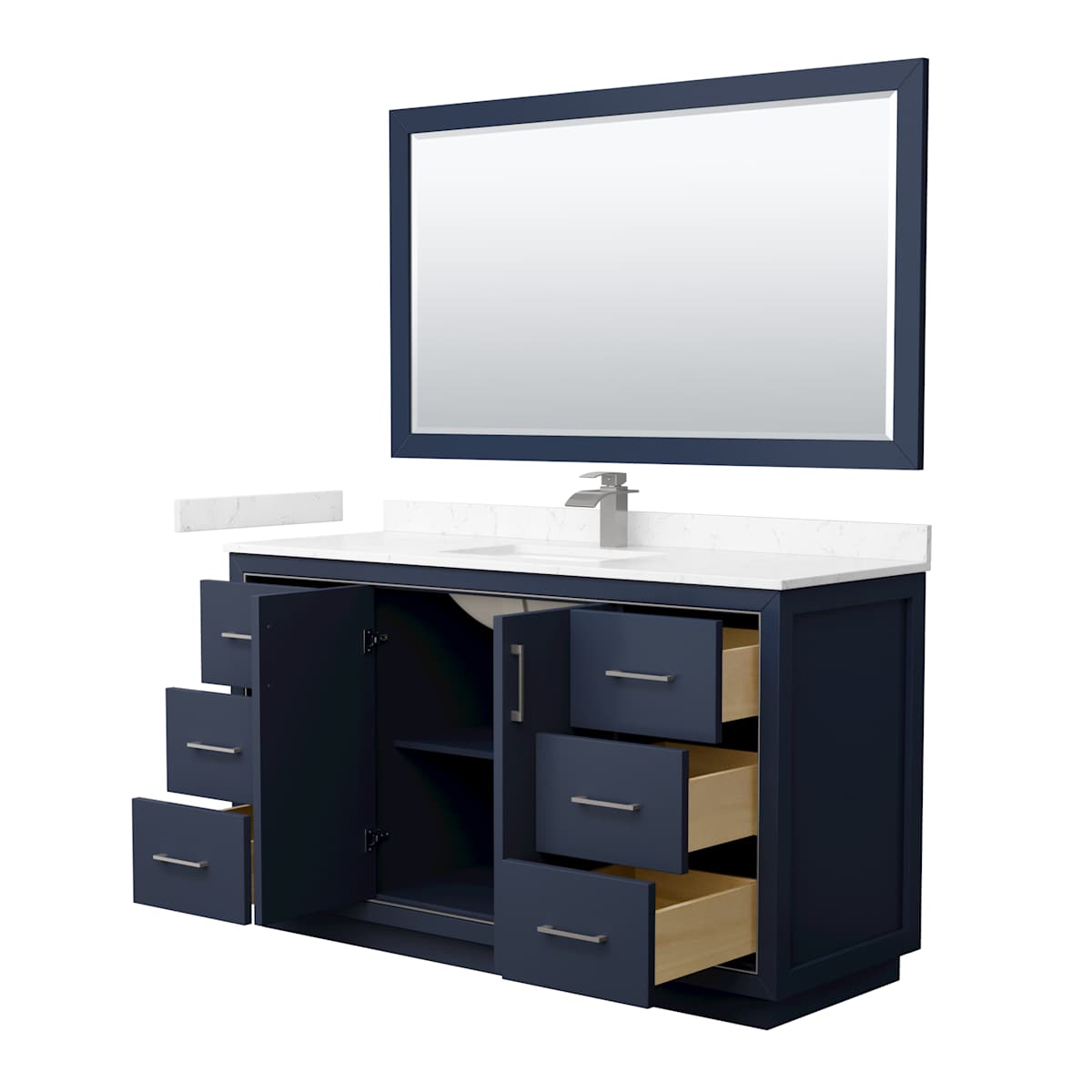 Icon 60" Free Standing Single Basin Vanity Set with Cabinet, Cultured Marble Vanity Top, and Framed Mirror - image 17