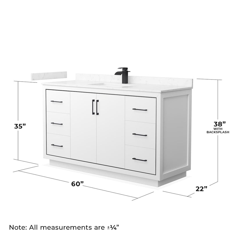 Icon 60" Free Standing Single Basin Vanity Set with Cabinet and Cultured Marble Vanity Top - image 7