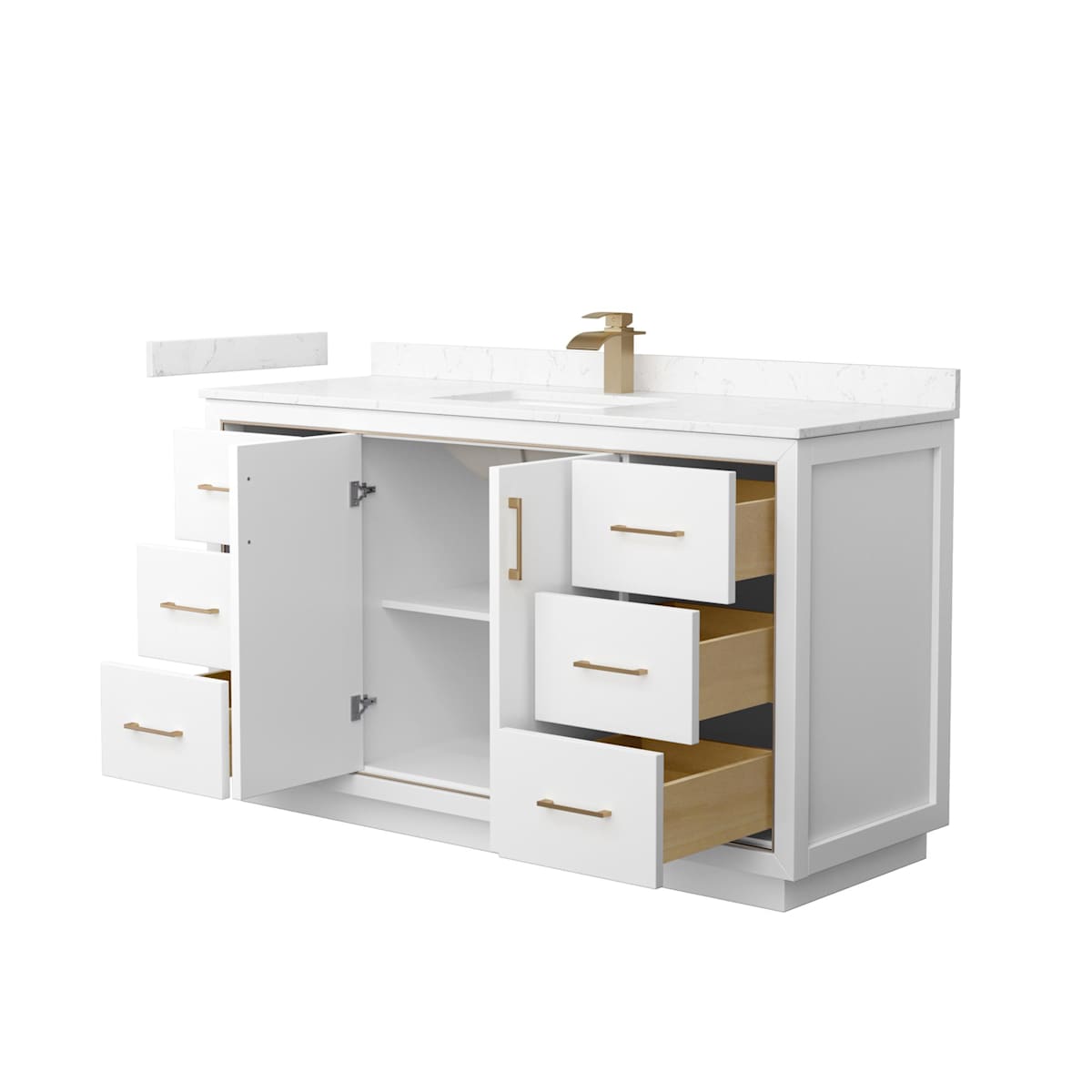 Icon 60" Free Standing Single Basin Vanity Set with Cabinet and Cultured Marble Vanity Top
