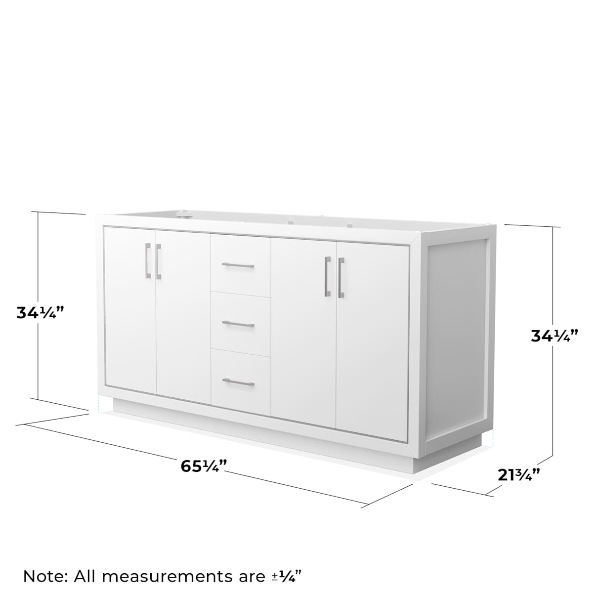 Icon 66" Double Free Standing Vanity Cabinet Only - Less Vanity Top