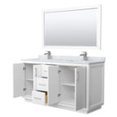 Icon 66" Free Standing Double Basin Vanity Set with Cabinet, Marble Vanity Top, and Framed Mirror - image 2