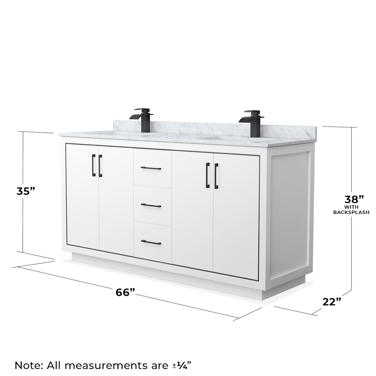 Icon 66" Free Standing Double Basin Vanity Set with Cabinet, Marble Vanity Top, and Framed Mirror - image 7