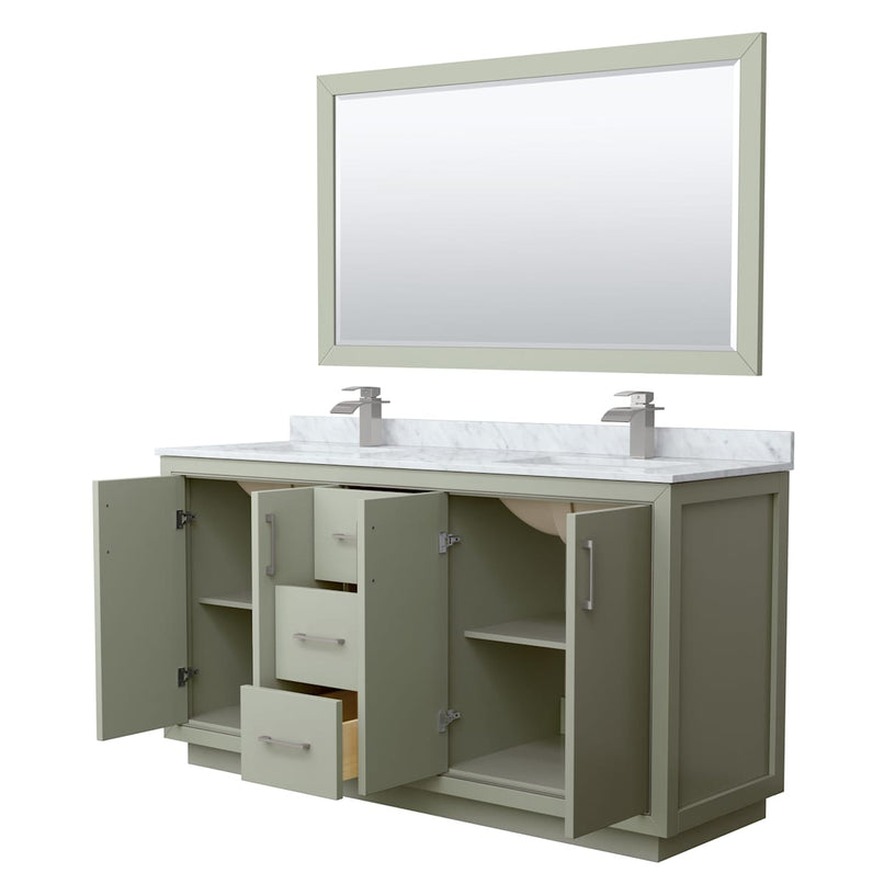 Icon 66" Free Standing Double Basin Vanity Set with Cabinet, Marble Vanity Top, and Framed Mirror - image 16