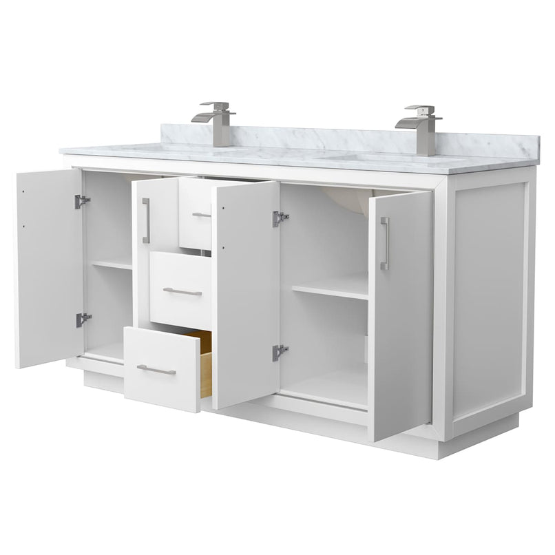 Icon 66" Free Standing Double Basin Vanity Set with Cabinet and Marble Vanity Top - image 2