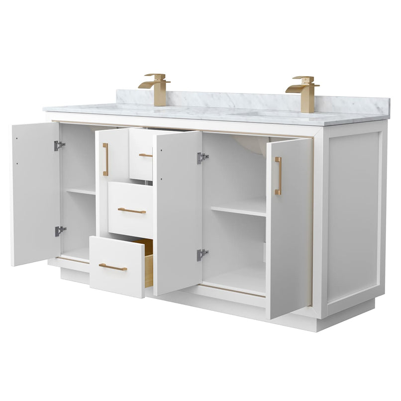 Icon 66" Free Standing Double Basin Vanity Set with Cabinet and Marble Vanity Top - image 9