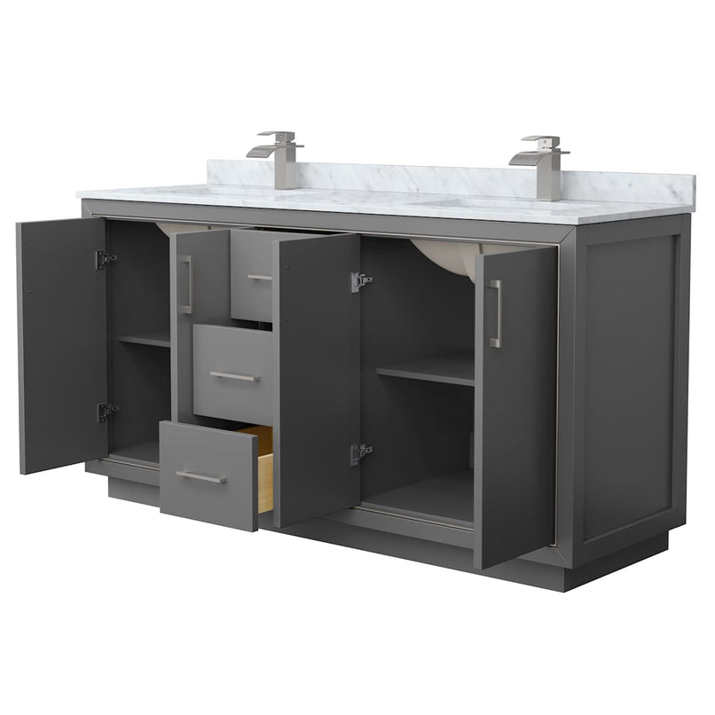 Icon 66" Free Standing Double Basin Vanity Set with Cabinet and Marble Vanity Top - image 10