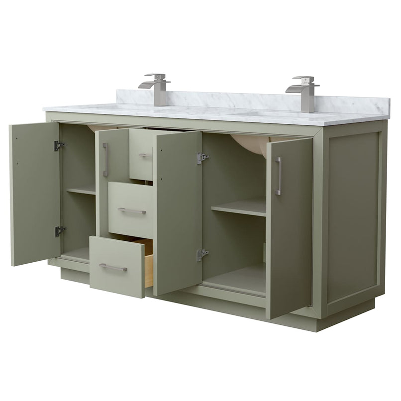 Icon 66" Free Standing Double Basin Vanity Set with Cabinet and Marble Vanity Top - image 13