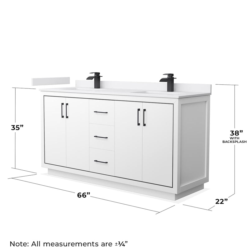 Icon 66" Free Standing Double Basin Vanity Set with Cabinet, Cultured Marble Vanity Top, and Framed Mirror - image 8