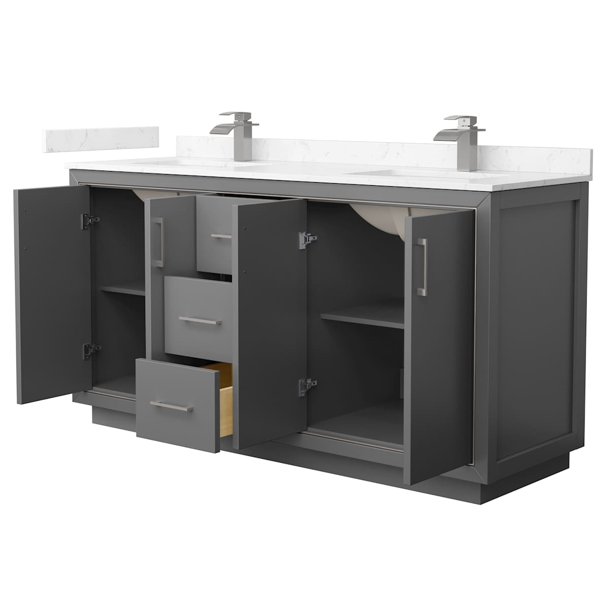 Icon 66" Free Standing Double Basin Vanity Set with Cabinet and Cultured Marble Vanity Top - image 14