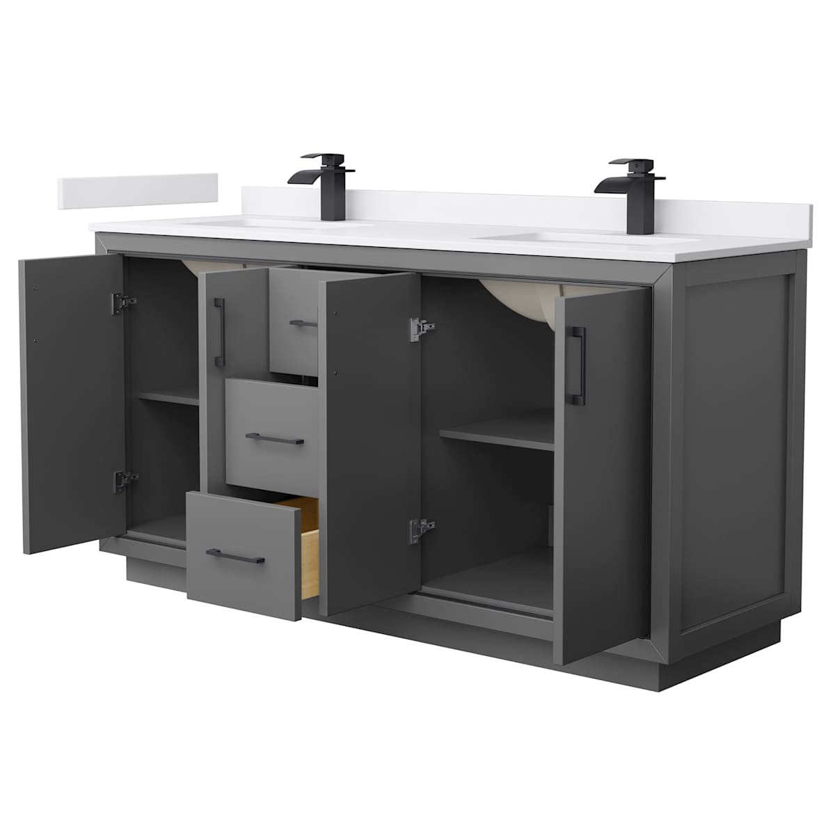 Icon 66" Free Standing Double Basin Vanity Set with Cabinet and Cultured Marble Vanity Top - image 17