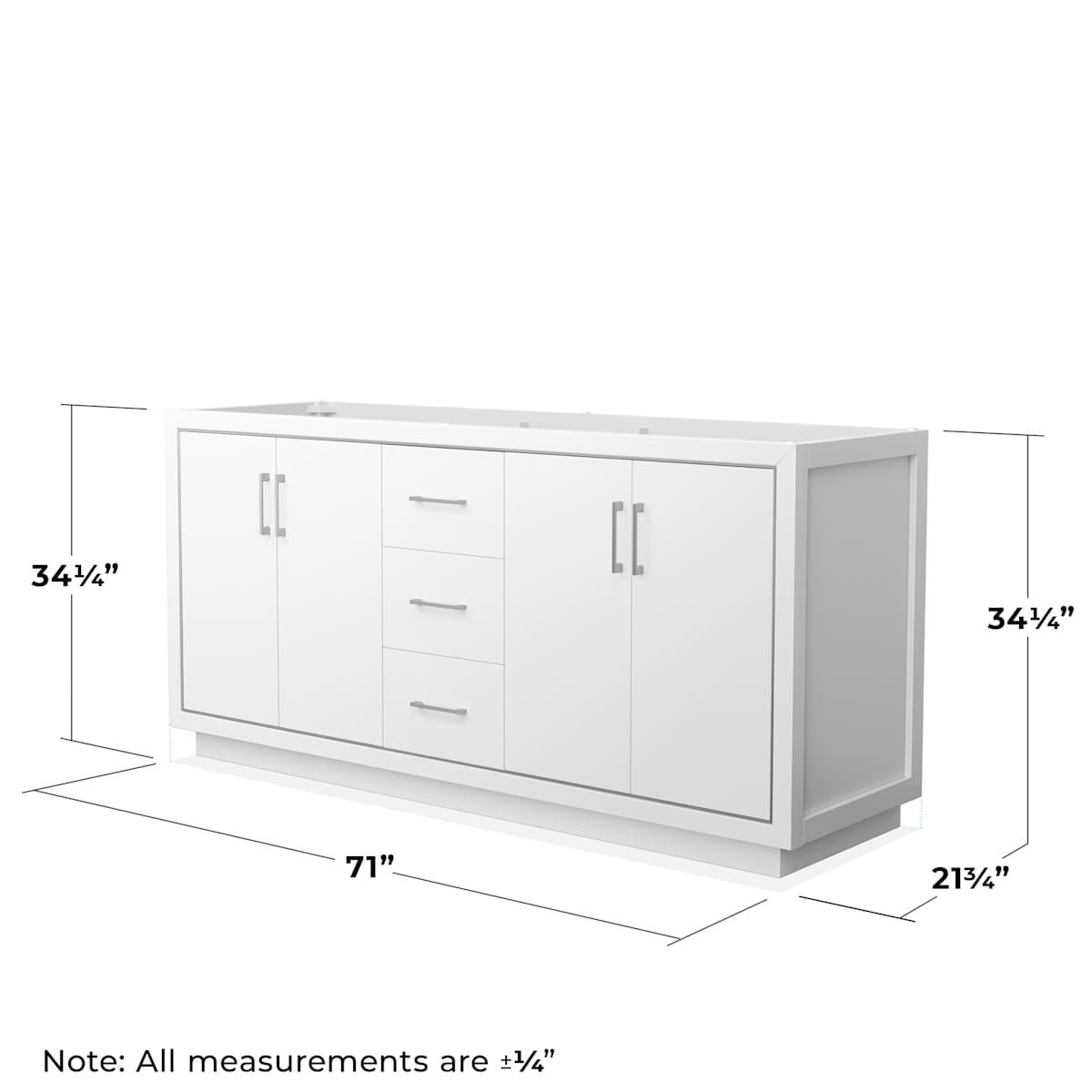 Icon 71" Double Free Standing Vanity Cabinet Only - Less Vanity Top