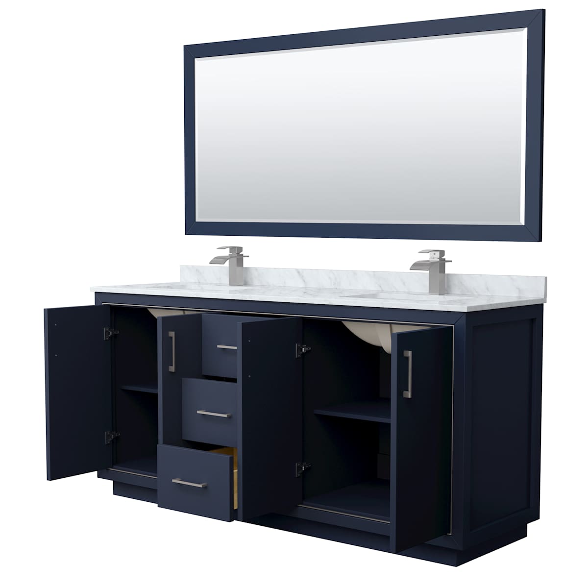 Icon 72" Free Standing Double Basin Vanity Set with Cabinet, Marble Vanity Top, and Framed Mirror - image 14