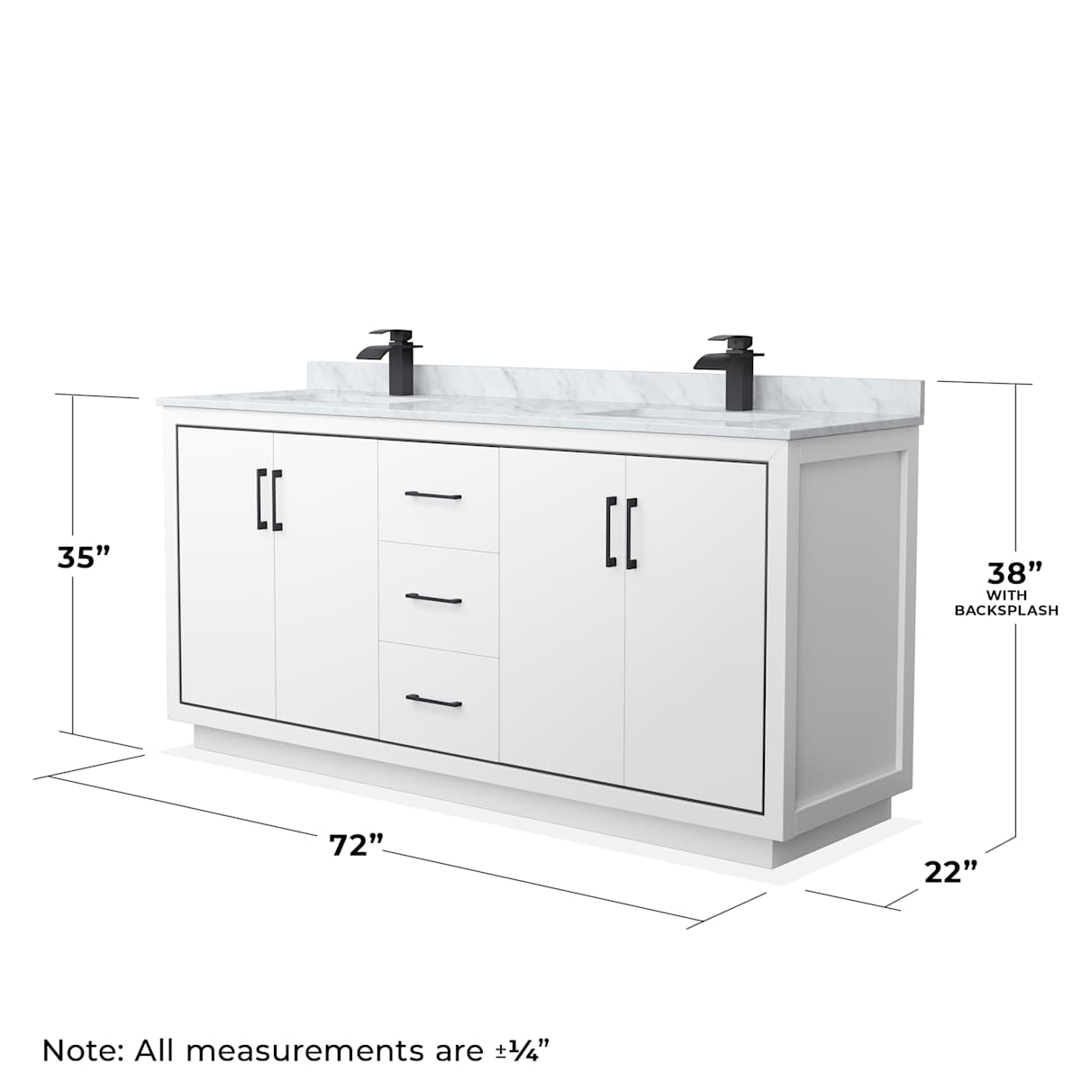 Icon 72" Free Standing Double Basin Vanity Set with Cabinet and Marble Vanity Top - image 6