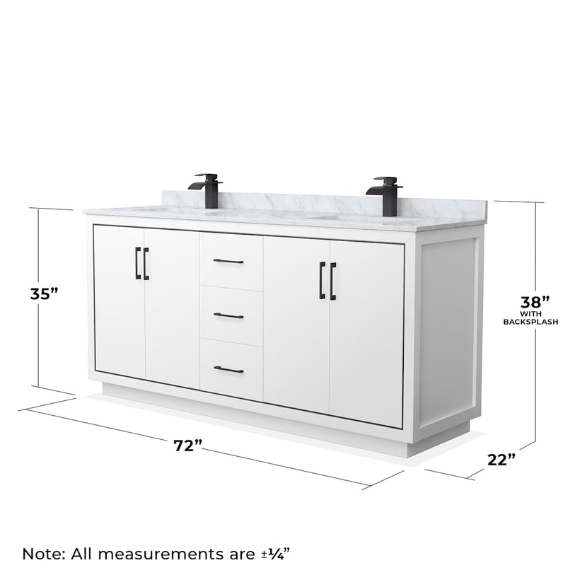 Icon 72" Free Standing Double Basin Vanity Set with Cabinet and Marble Vanity Top - image 6