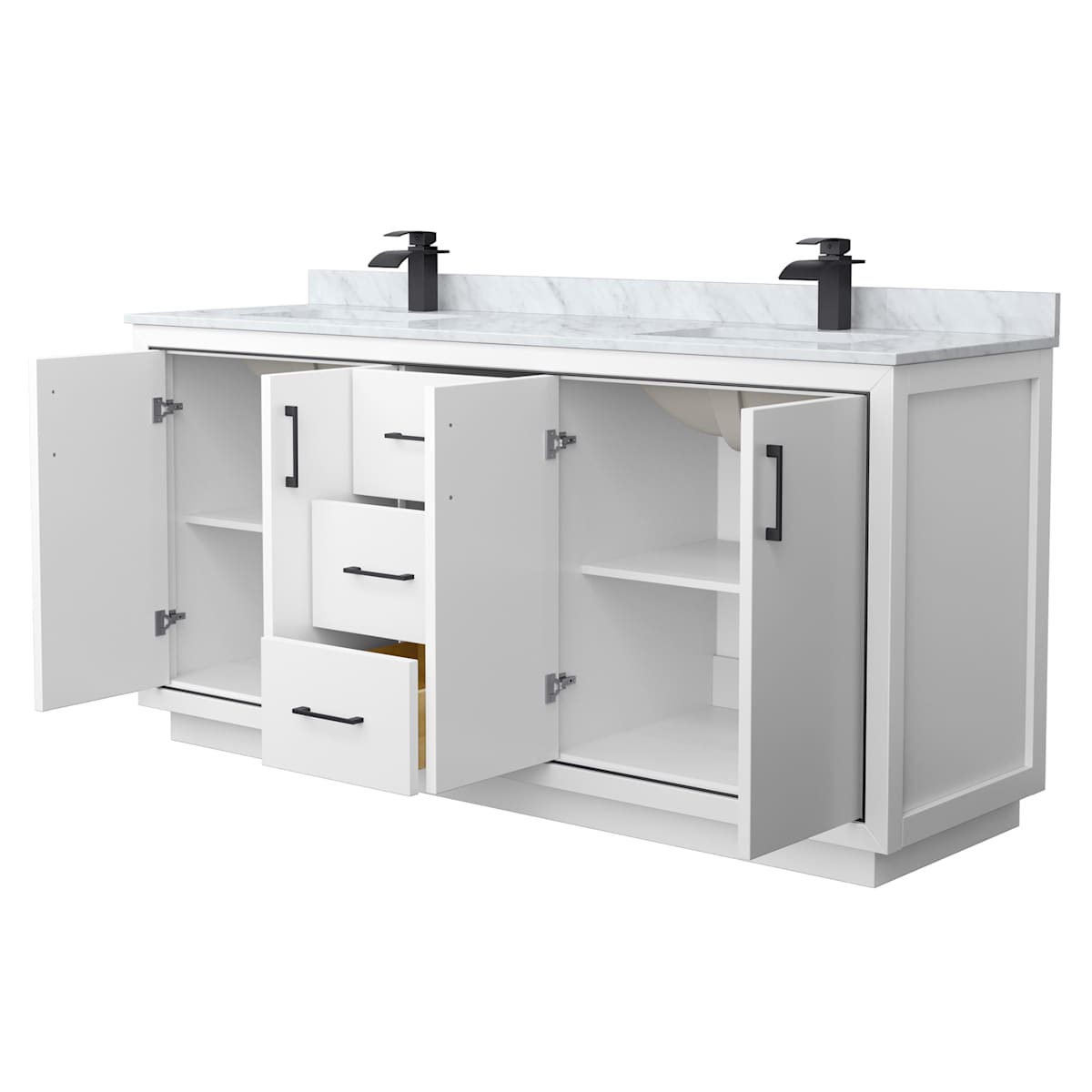 Icon 72" Free Standing Double Basin Vanity Set with Cabinet and Marble Vanity Top