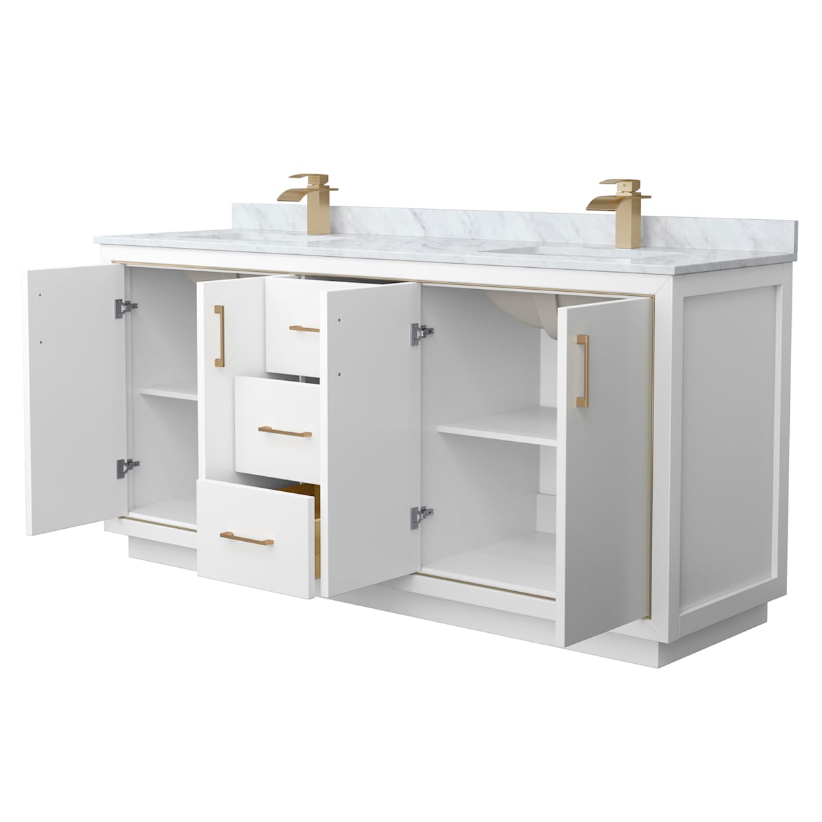 Icon 72" Free Standing Double Basin Vanity Set with Cabinet and Marble Vanity Top