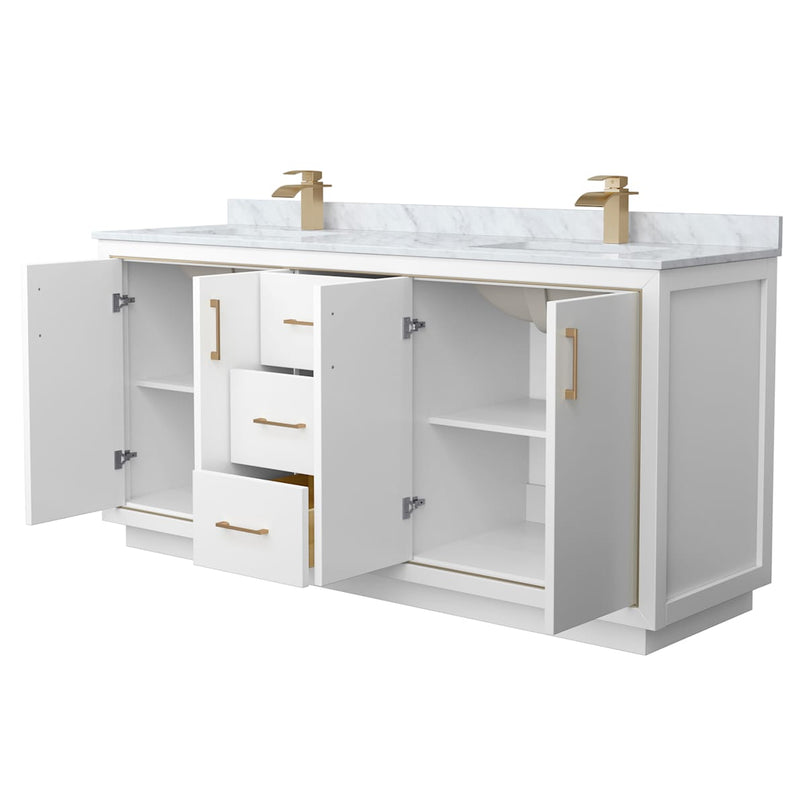 Icon 72" Free Standing Double Basin Vanity Set with Cabinet and Marble Vanity Top - image 9